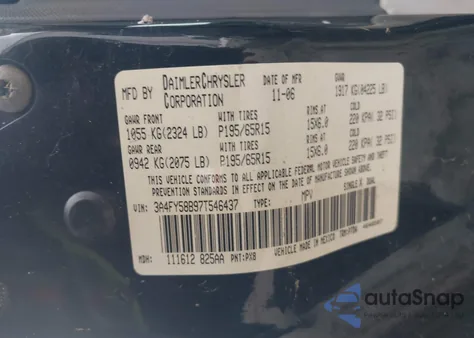 2007 Chrysler Pt Cruiser Touring z USA, uszkodzony, nr VIN 3A4FY58B97T546437